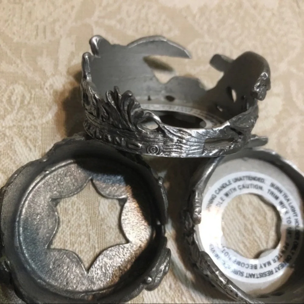 Encore USA made Pewter turtle tea light holder set of‎ 3